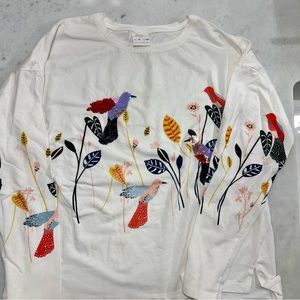 Zara Kids Girls sequin bird print top